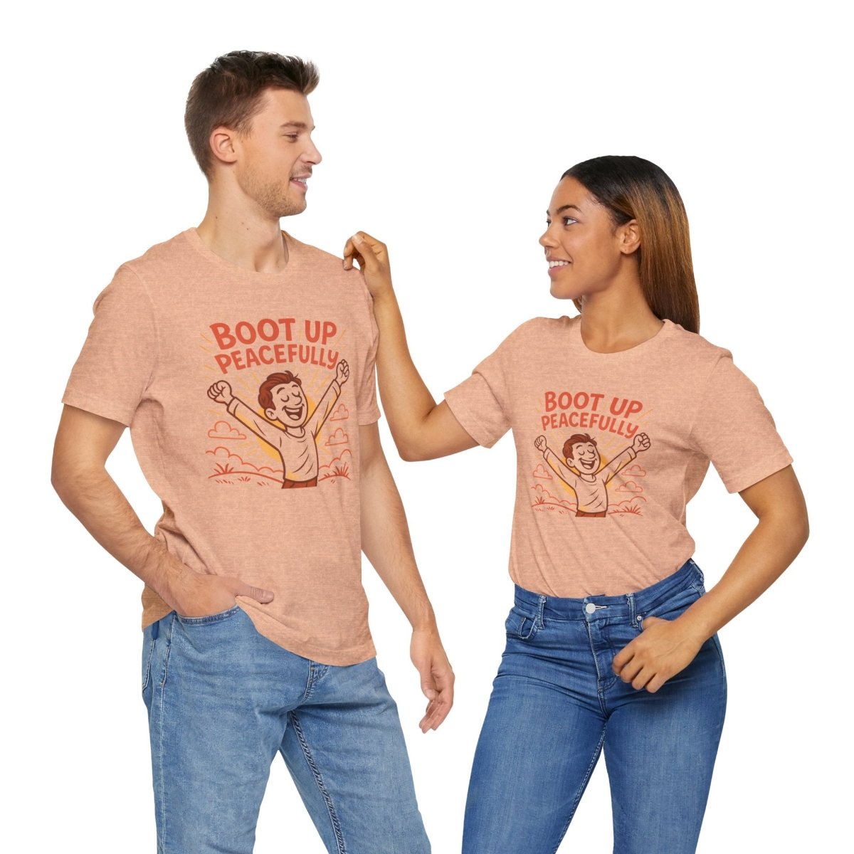 "Boot Up Peacefully" Comfortably Cool Shirt for Tech Lovers, Gift for Gamers, Chill Vibe Style, Relaxed Fit Top - MINDSet Collection - AI Tee Hero