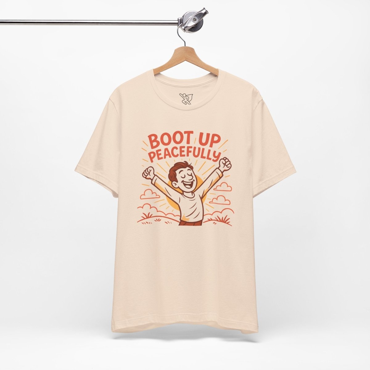 "Boot Up Peacefully" Comfortably Cool Shirt for Tech Lovers, Gift for Gamers, Chill Vibe Style, Relaxed Fit Top - MINDSet Collection - AI Tee Hero