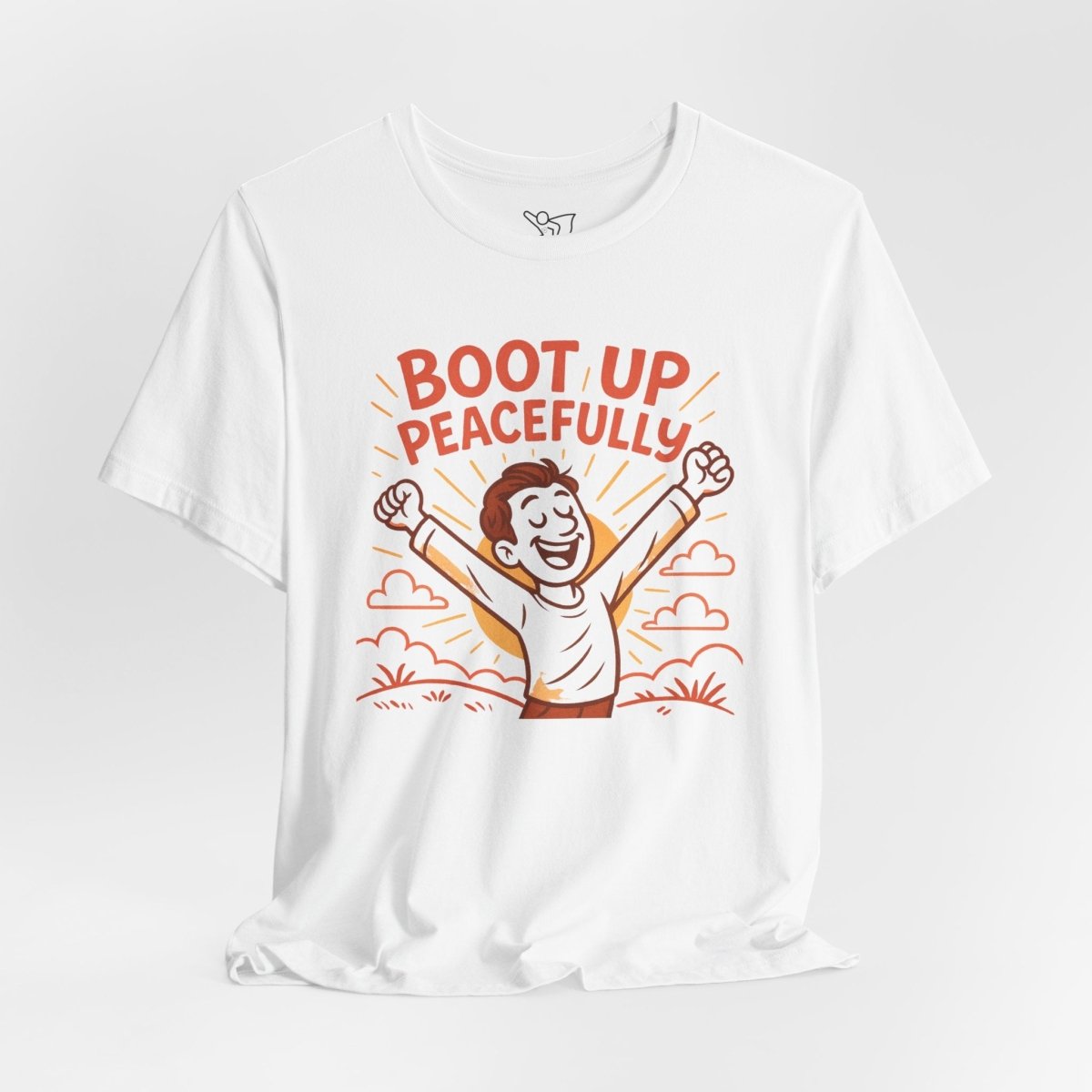"Boot Up Peacefully" Comfortably Cool Shirt for Tech Lovers, Gift for Gamers, Chill Vibe Style, Relaxed Fit Top - MINDSet Collection - AI Tee Hero