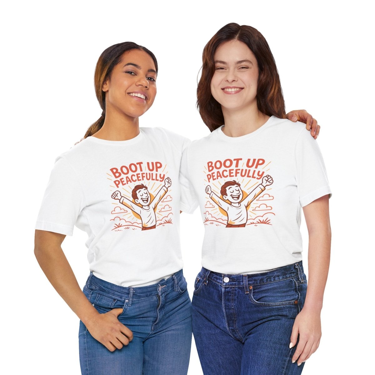 "Boot Up Peacefully" Comfortably Cool Shirt for Tech Lovers, Gift for Gamers, Chill Vibe Style, Relaxed Fit Top - MINDSet Collection - AI Tee Hero