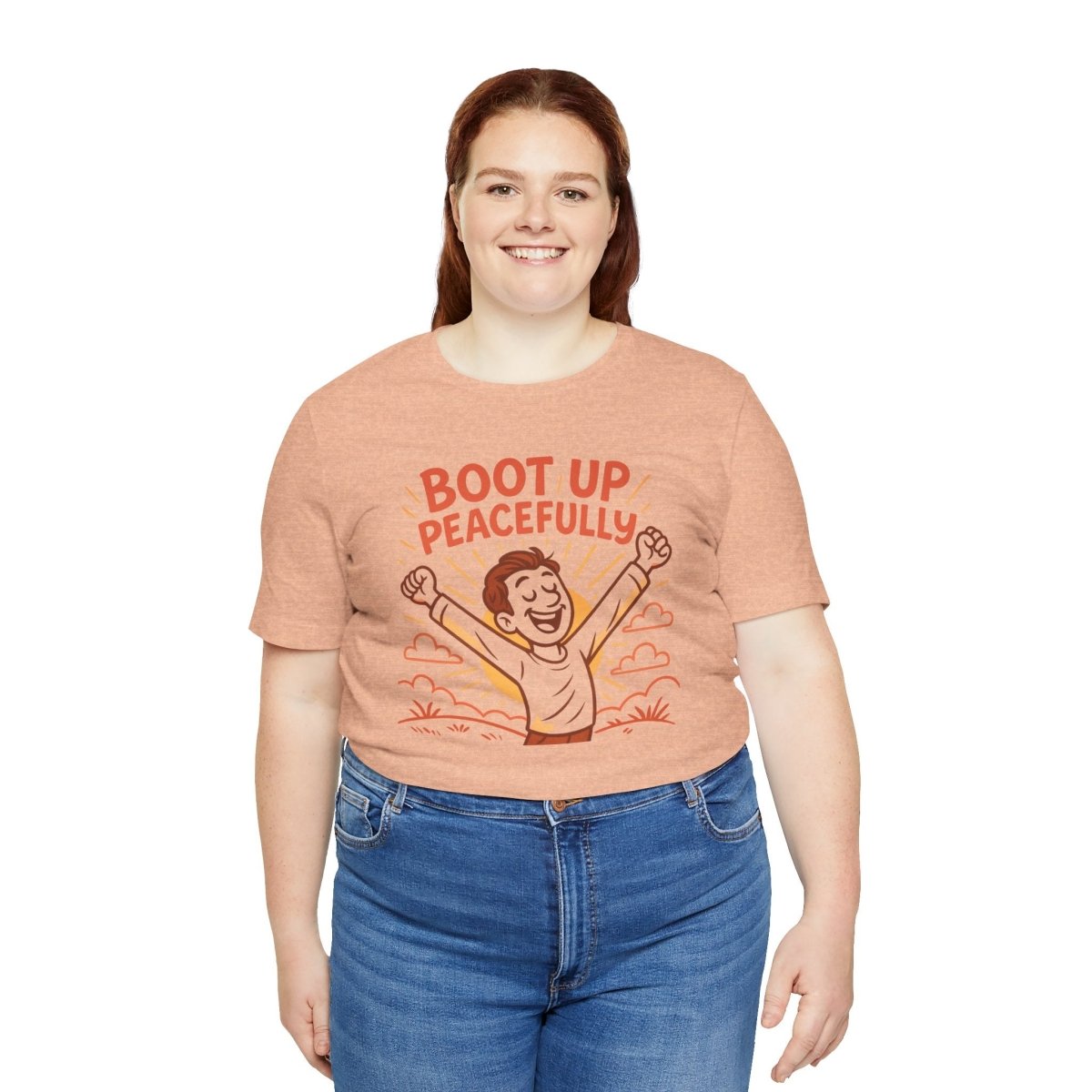 "Boot Up Peacefully" Comfortably Cool Shirt for Tech Lovers, Gift for Gamers, Chill Vibe Style, Relaxed Fit Top - MINDSet Collection - AI Tee Hero