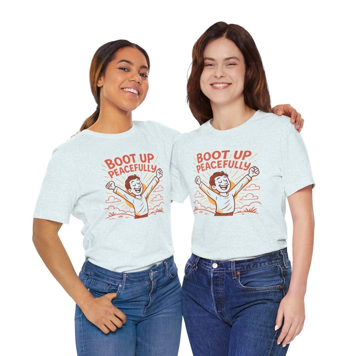 "Boot Up Peacefully" Comfortably Cool Shirt for Tech Lovers, Gift for Gamers, Chill Vibe Style, Relaxed Fit Top - MINDSet Collection - AI Tee Hero