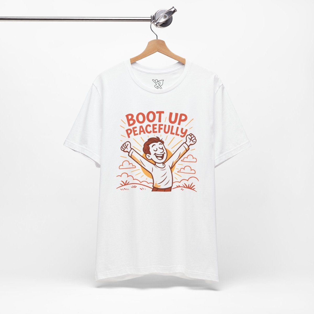 "Boot Up Peacefully" Comfortably Cool Shirt for Tech Lovers, Gift for Gamers, Chill Vibe Style, Relaxed Fit Top - MINDSet Collection - AI Tee Hero