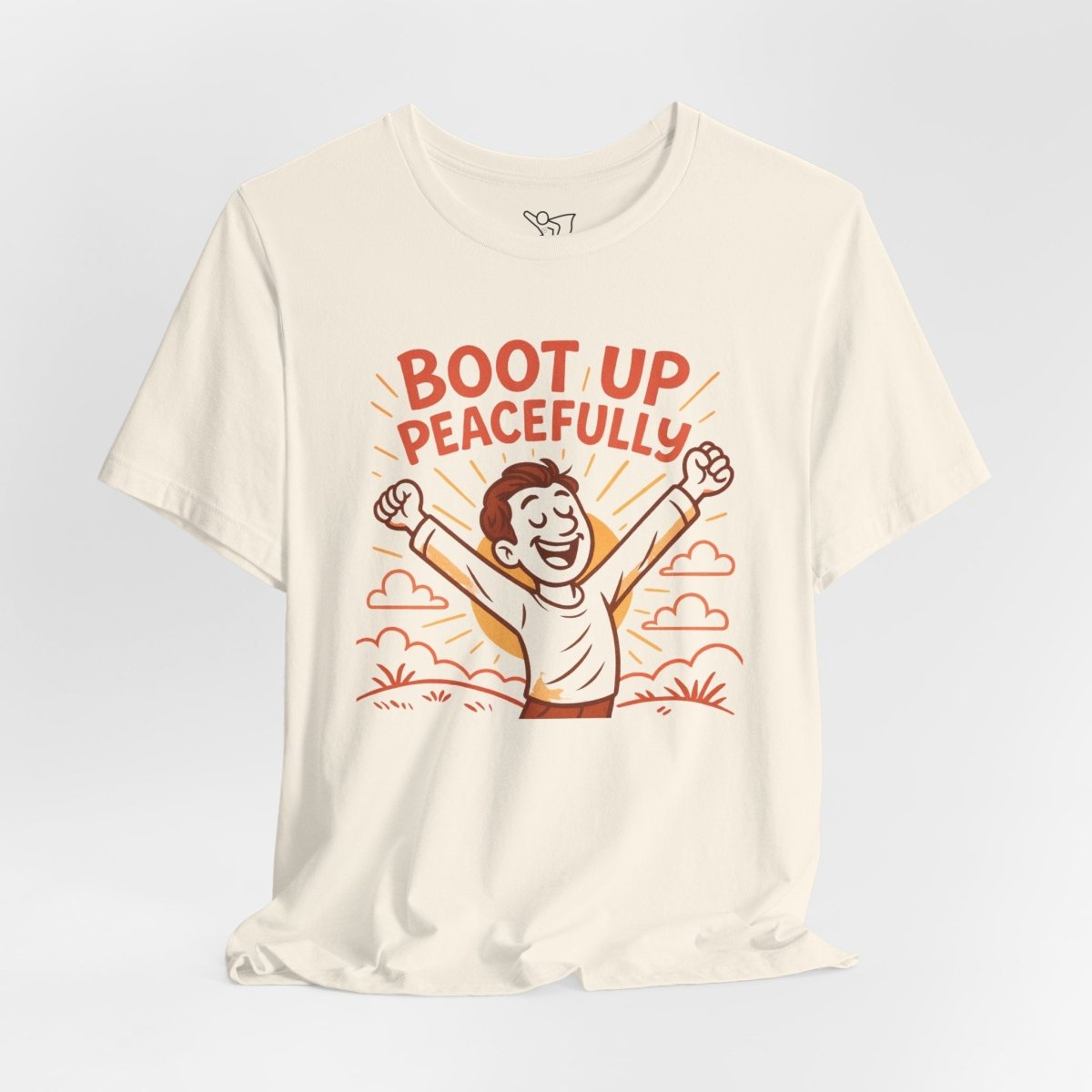 "Boot Up Peacefully" Comfortably Cool Shirt for Tech Lovers, Gift for Gamers, Chill Vibe Style, Relaxed Fit Top - MINDSet Collection - AI Tee Hero