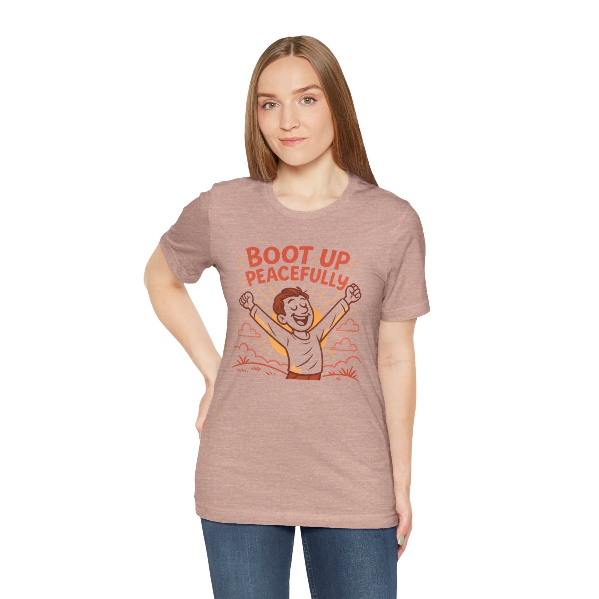 "Boot Up Peacefully" Comfortably Cool Shirt for Tech Lovers, Gift for Gamers, Chill Vibe Style, Relaxed Fit Top - MINDSet Collection - AI Tee Hero