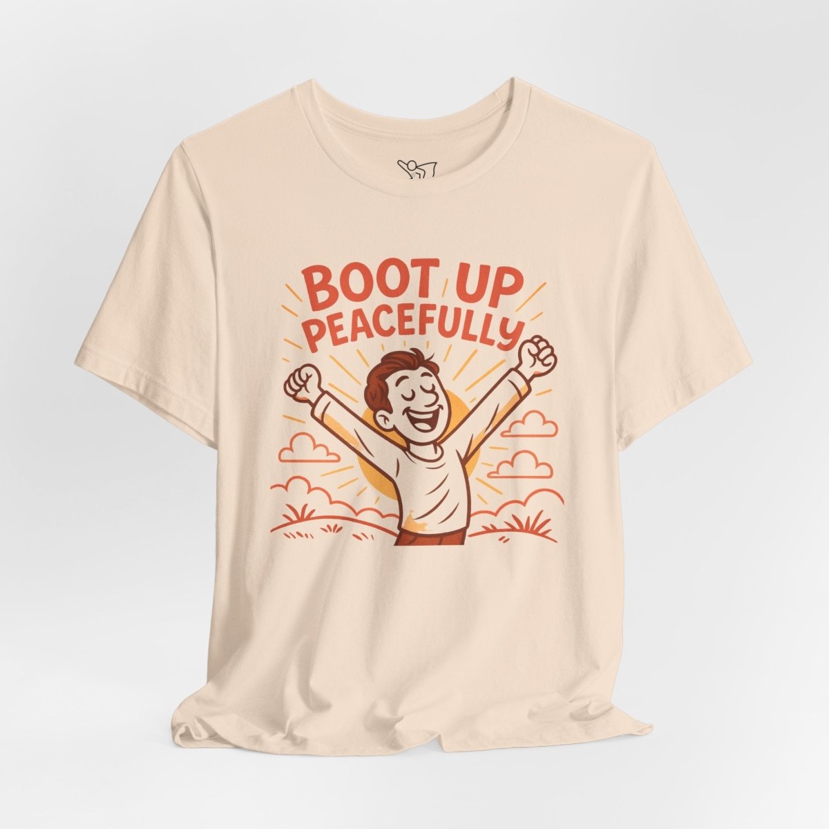 "Boot Up Peacefully" Comfortably Cool Shirt for Tech Lovers, Gift for Gamers, Chill Vibe Style, Relaxed Fit Top - MINDSet Collection - AI Tee Hero