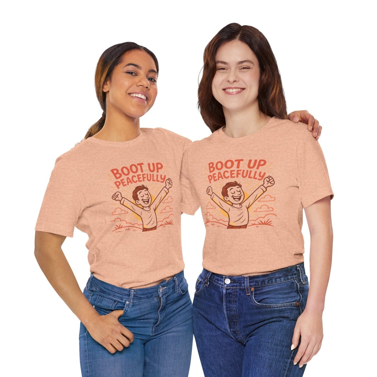 "Boot Up Peacefully" Comfortably Cool Shirt for Tech Lovers, Gift for Gamers, Chill Vibe Style, Relaxed Fit Top - MINDSet Collection - AI Tee Hero