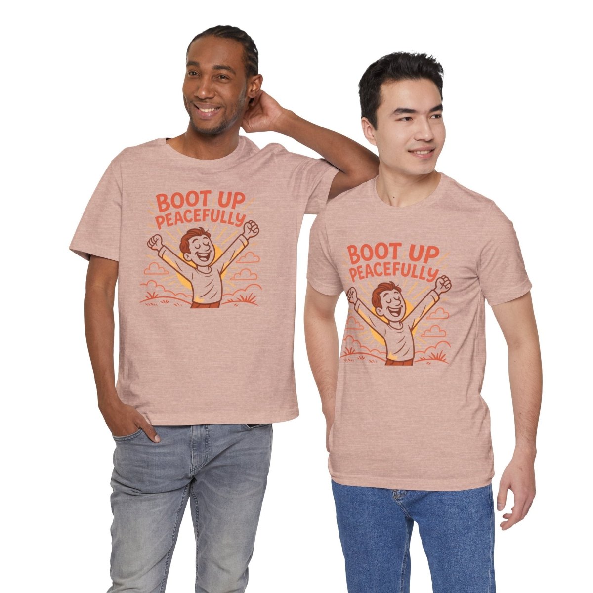 "Boot Up Peacefully" Comfortably Cool Shirt for Tech Lovers, Gift for Gamers, Chill Vibe Style, Relaxed Fit Top - MINDSet Collection - AI Tee Hero