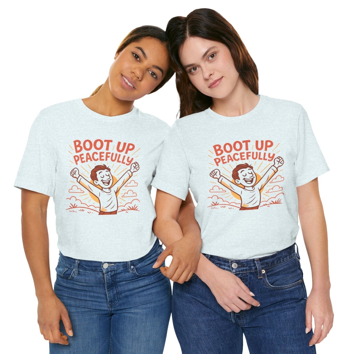 "Boot Up Peacefully" Comfortably Cool Shirt for Tech Lovers, Gift for Gamers, Chill Vibe Style, Relaxed Fit Top - MINDSet Collection - AI Tee Hero