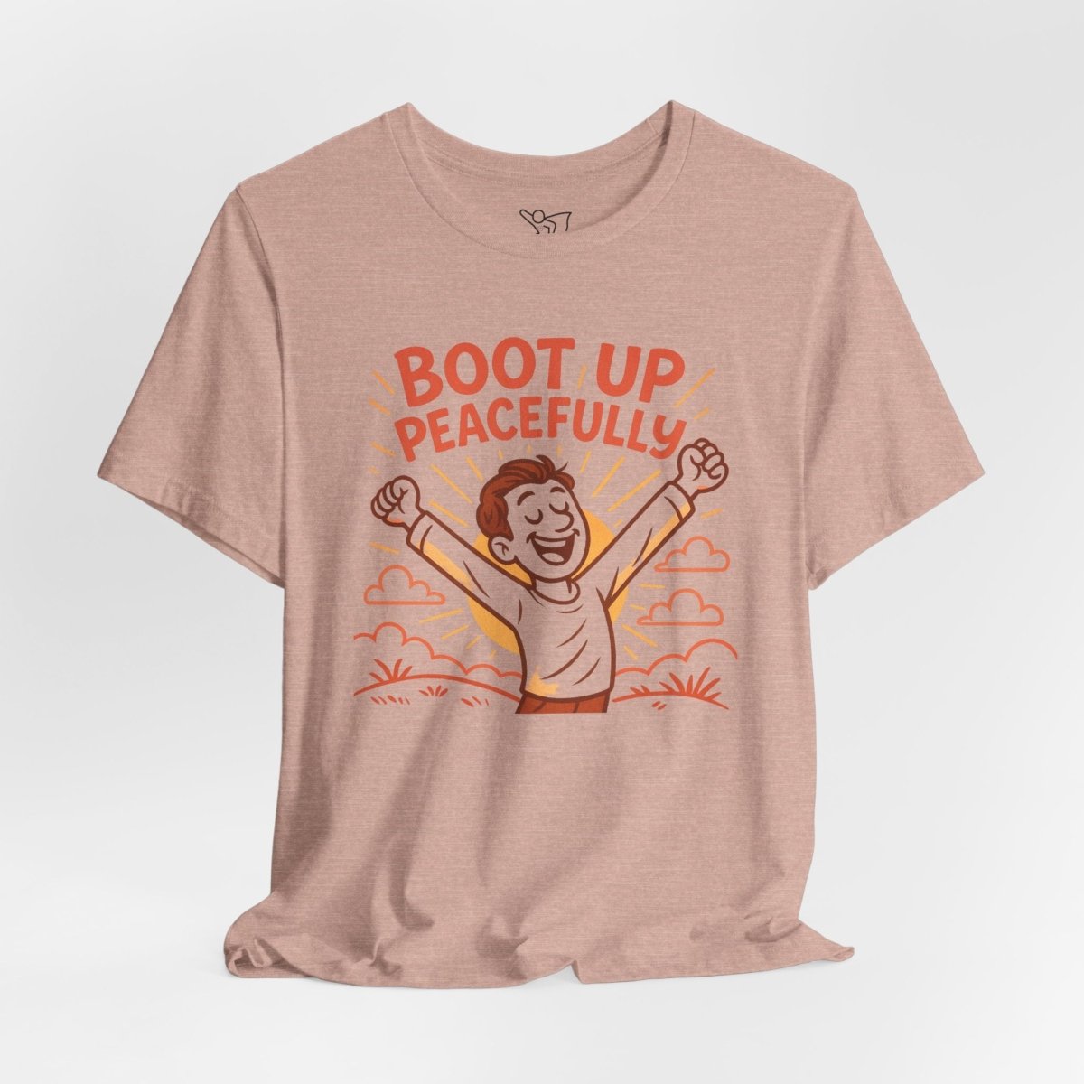 "Boot Up Peacefully" Comfortably Cool Shirt for Tech Lovers, Gift for Gamers, Chill Vibe Style, Relaxed Fit Top - MINDSet Collection - AI Tee Hero