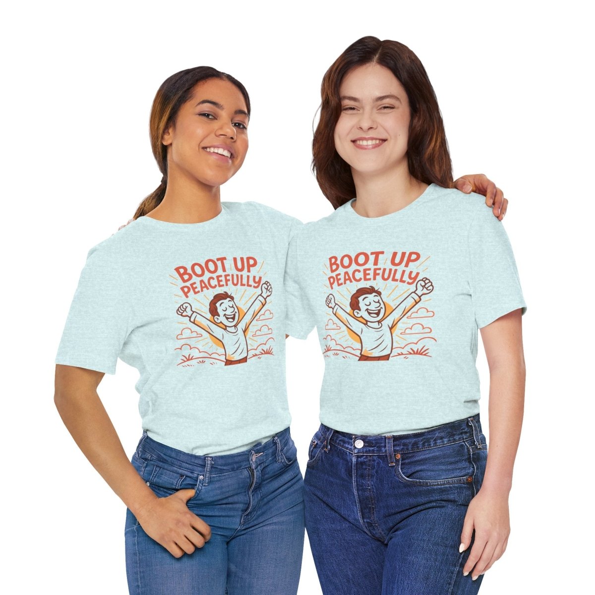 "Boot Up Peacefully" Comfortably Cool Shirt for Tech Lovers, Gift for Gamers, Chill Vibe Style, Relaxed Fit Top - MINDSet Collection - AI Tee Hero
