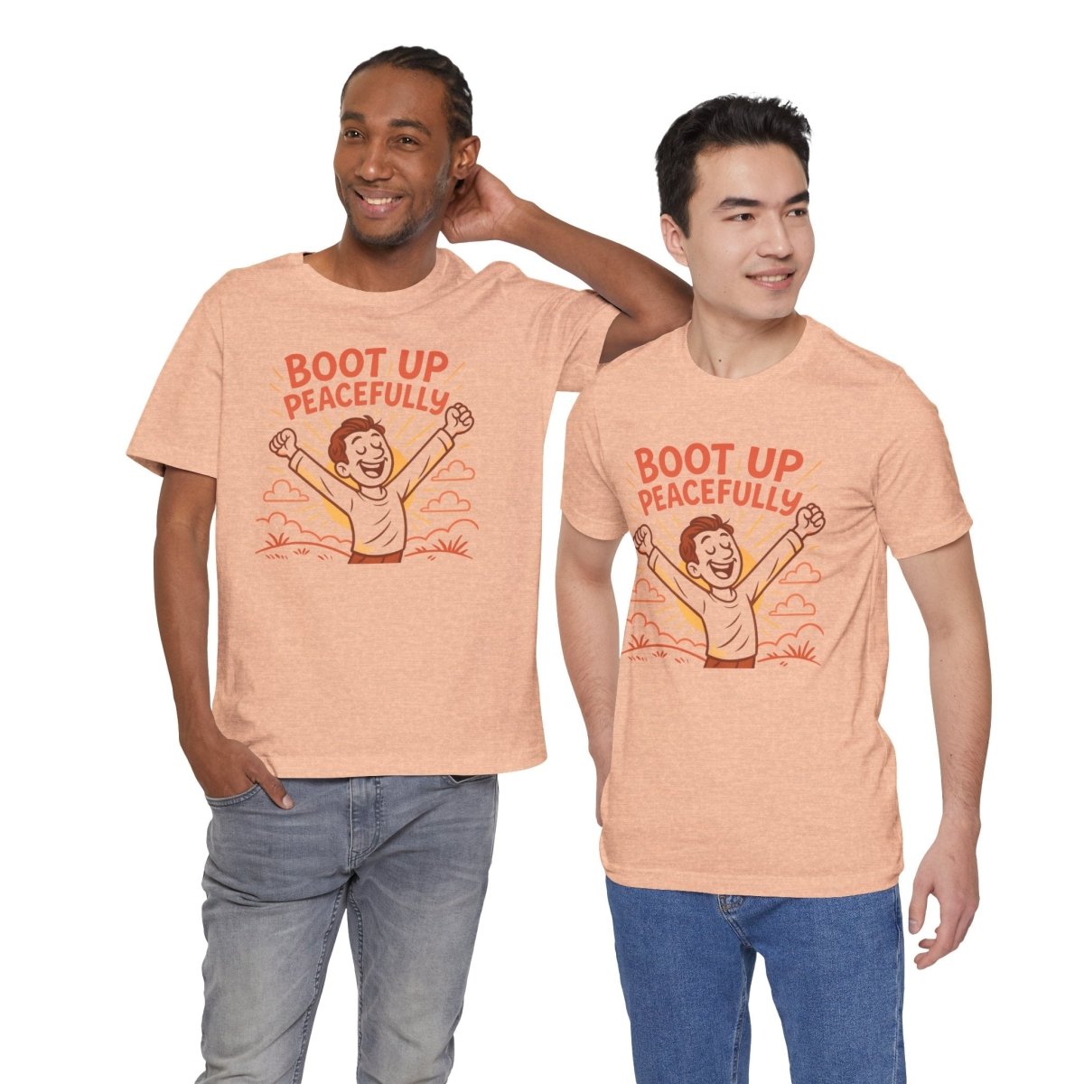 "Boot Up Peacefully" Comfortably Cool Shirt for Tech Lovers, Gift for Gamers, Chill Vibe Style, Relaxed Fit Top - MINDSet Collection - AI Tee Hero