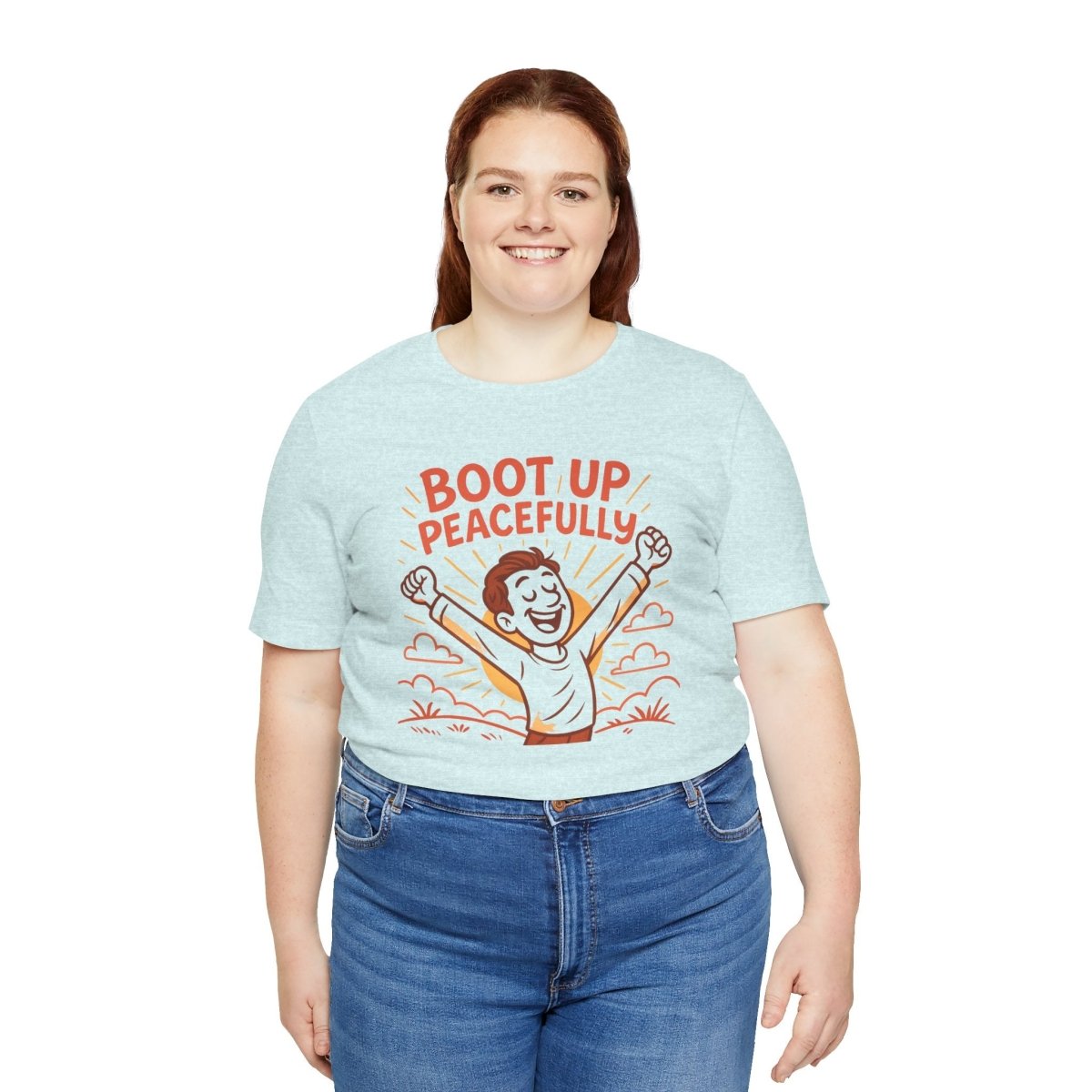 "Boot Up Peacefully" Comfortably Cool Shirt for Tech Lovers, Gift for Gamers, Chill Vibe Style, Relaxed Fit Top - MINDSet Collection - AI Tee Hero