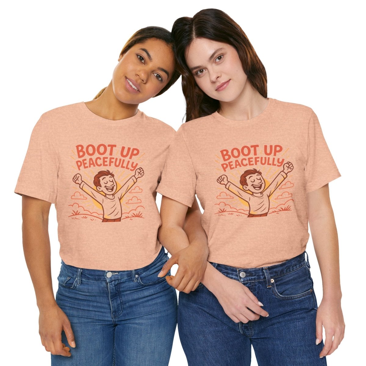 "Boot Up Peacefully" Comfortably Cool Shirt for Tech Lovers, Gift for Gamers, Chill Vibe Style, Relaxed Fit Top - MINDSet Collection - AI Tee Hero