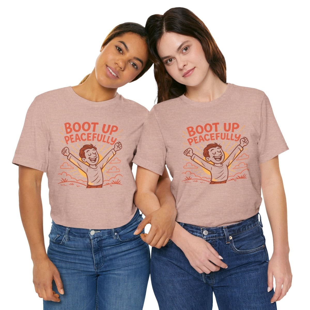 "Boot Up Peacefully" Comfortably Cool Shirt for Tech Lovers, Gift for Gamers, Chill Vibe Style, Relaxed Fit Top - MINDSet Collection - AI Tee Hero