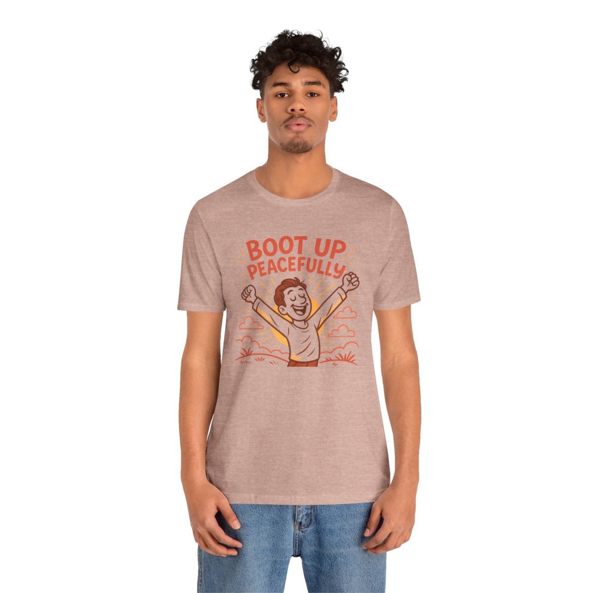 "Boot Up Peacefully" Comfortably Cool Shirt for Tech Lovers, Gift for Gamers, Chill Vibe Style, Relaxed Fit Top - MINDSet Collection - AI Tee Hero