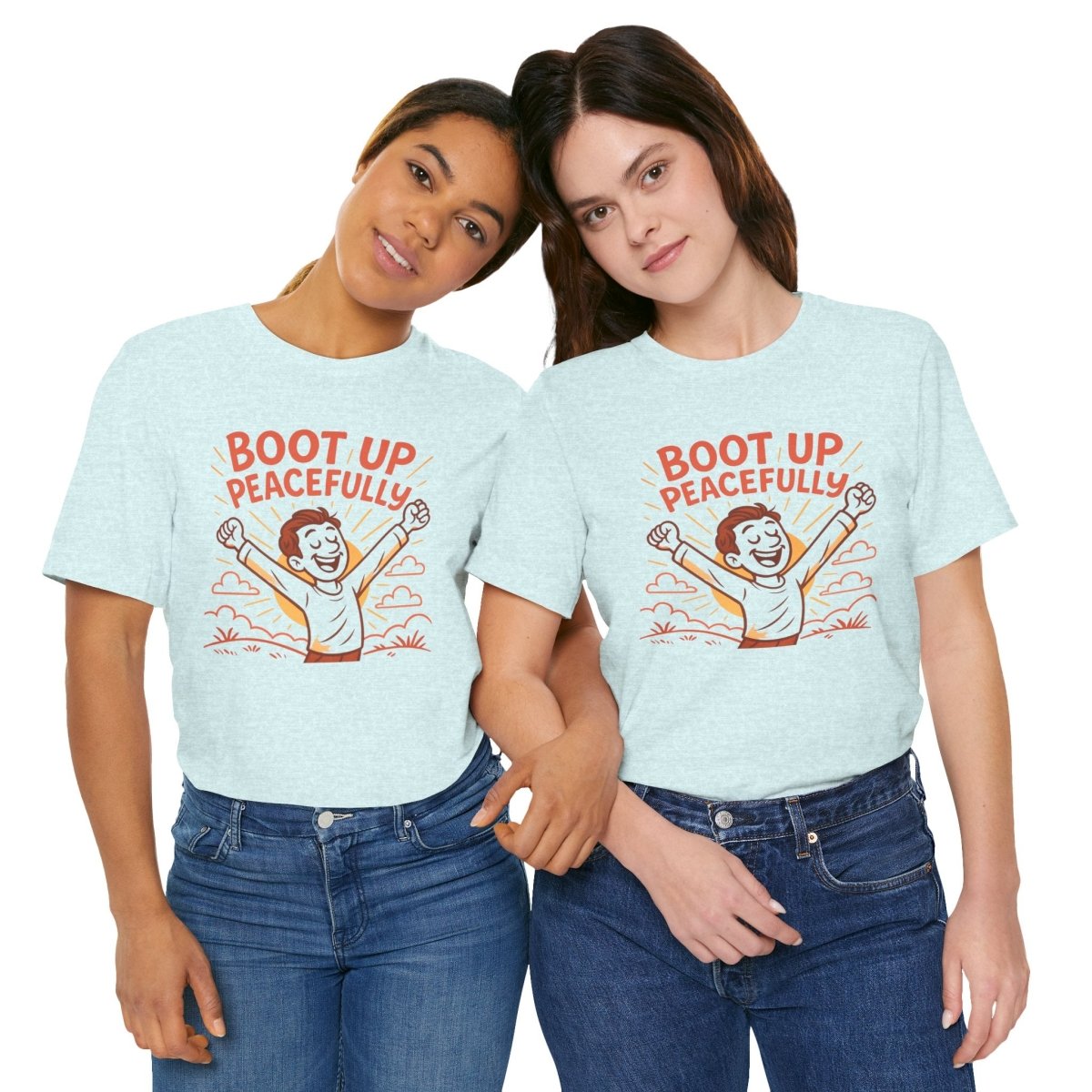 "Boot Up Peacefully" Comfortably Cool Shirt for Tech Lovers, Gift for Gamers, Chill Vibe Style, Relaxed Fit Top - MINDSet Collection - AI Tee Hero