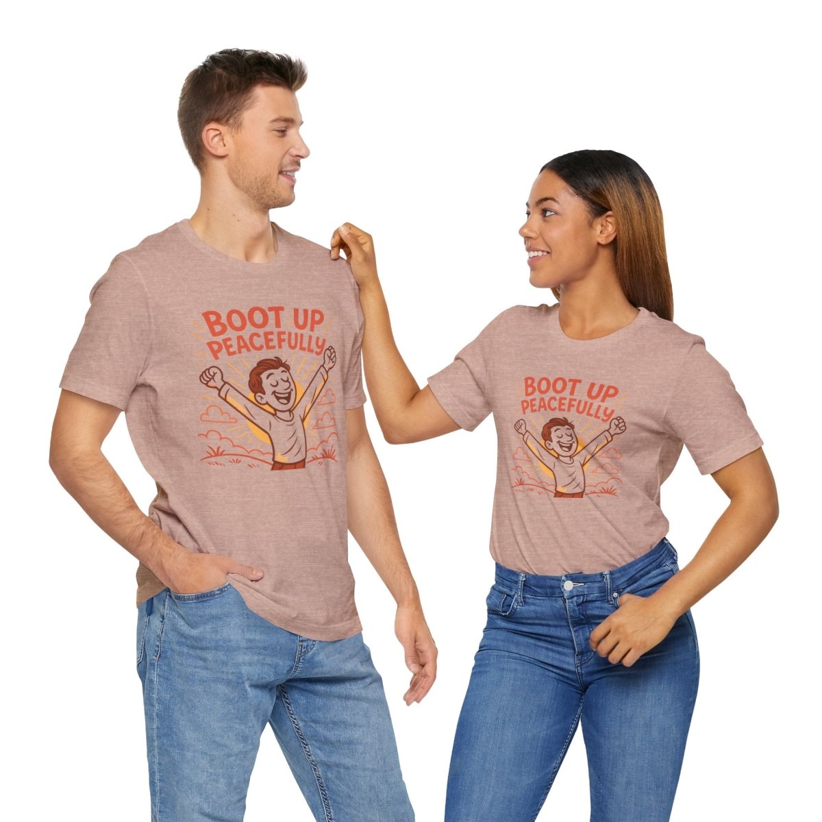 "Boot Up Peacefully" Comfortably Cool Shirt for Tech Lovers, Gift for Gamers, Chill Vibe Style, Relaxed Fit Top - MINDSet Collection - AI Tee Hero