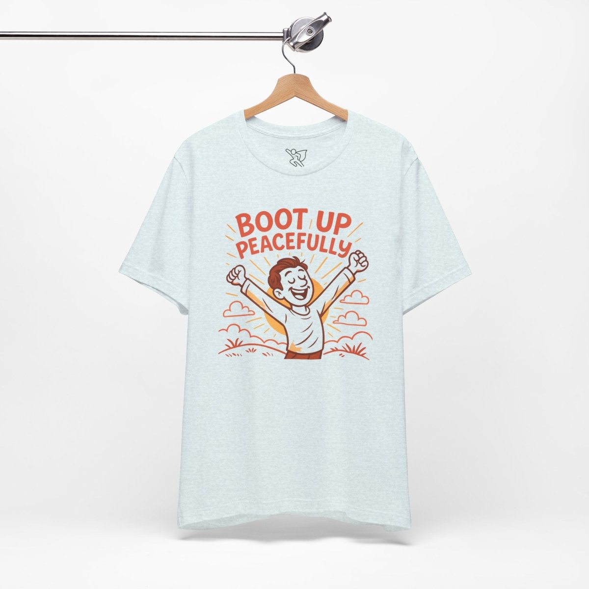 "Boot Up Peacefully" Comfortably Cool Shirt for Tech Lovers, Gift for Gamers, Chill Vibe Style, Relaxed Fit Top - MINDSet Collection - AI Tee Hero