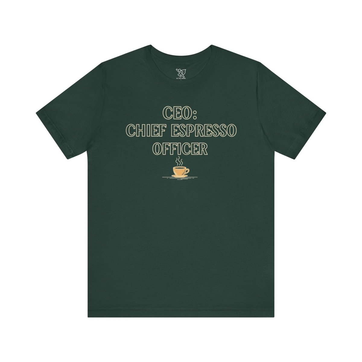 "CEO: Chief Espresso Officer" CW - 1 Unisex Jersey T-Shirt for Baristas, Funny Coffee Shirt for Gifts, Perfect for Birthdays, Coffee Shop Outfits - AI Tee Hero