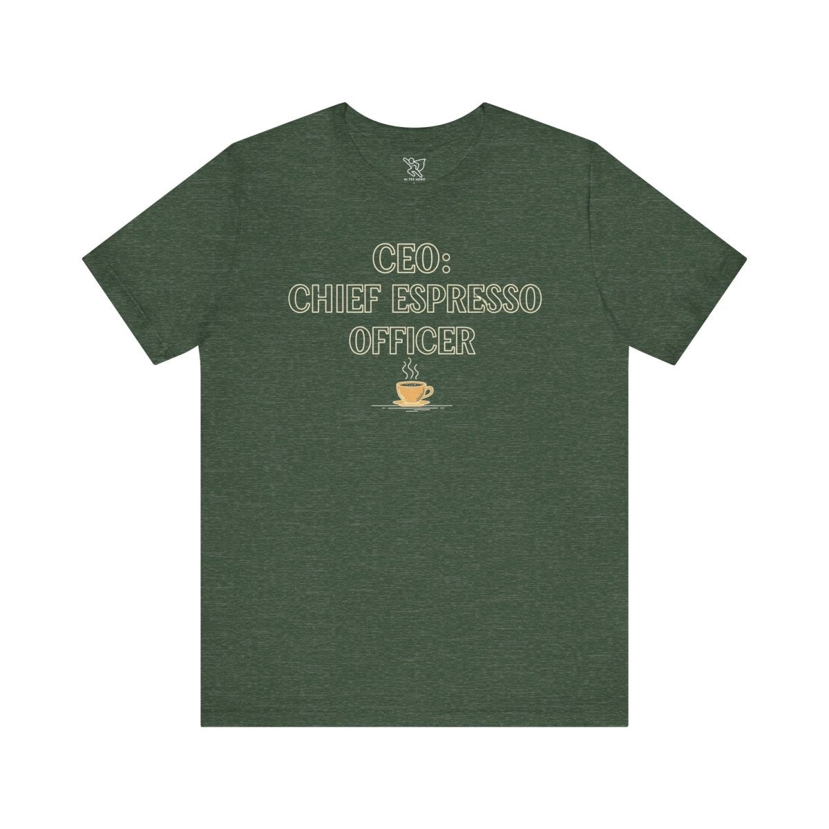 "CEO: Chief Espresso Officer" CW - 1 Unisex Jersey T-Shirt for Baristas, Funny Coffee Shirt for Gifts, Perfect for Birthdays, Coffee Shop Outfits - AI Tee Hero