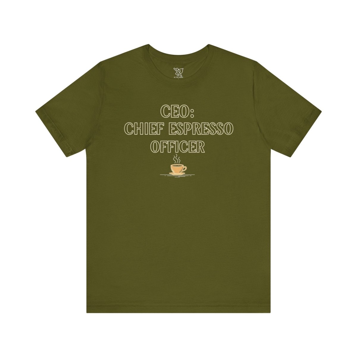 "CEO: Chief Espresso Officer" CW - 1 Unisex Jersey T-Shirt for Baristas, Funny Coffee Shirt for Gifts, Perfect for Birthdays, Coffee Shop Outfits - AI Tee Hero