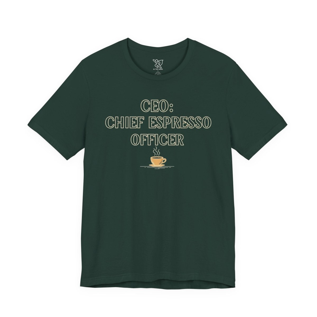 "CEO: Chief Espresso Officer" CW - 1 Unisex Jersey T-Shirt for Baristas, Funny Coffee Shirt for Gifts, Perfect for Birthdays, Coffee Shop Outfits - AI Tee Hero