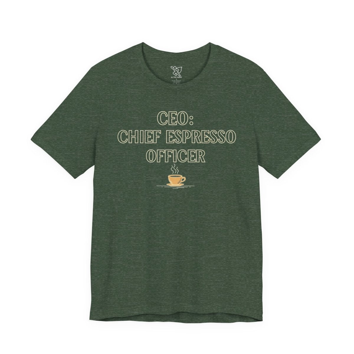 "CEO: Chief Espresso Officer" CW - 1 Unisex Jersey T-Shirt for Baristas, Funny Coffee Shirt for Gifts, Perfect for Birthdays, Coffee Shop Outfits - AI Tee Hero
