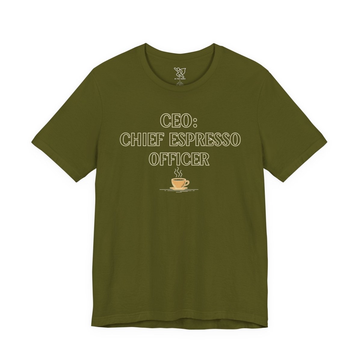 "CEO: Chief Espresso Officer" CW - 1 Unisex Jersey T-Shirt for Baristas, Funny Coffee Shirt for Gifts, Perfect for Birthdays, Coffee Shop Outfits - AI Tee Hero