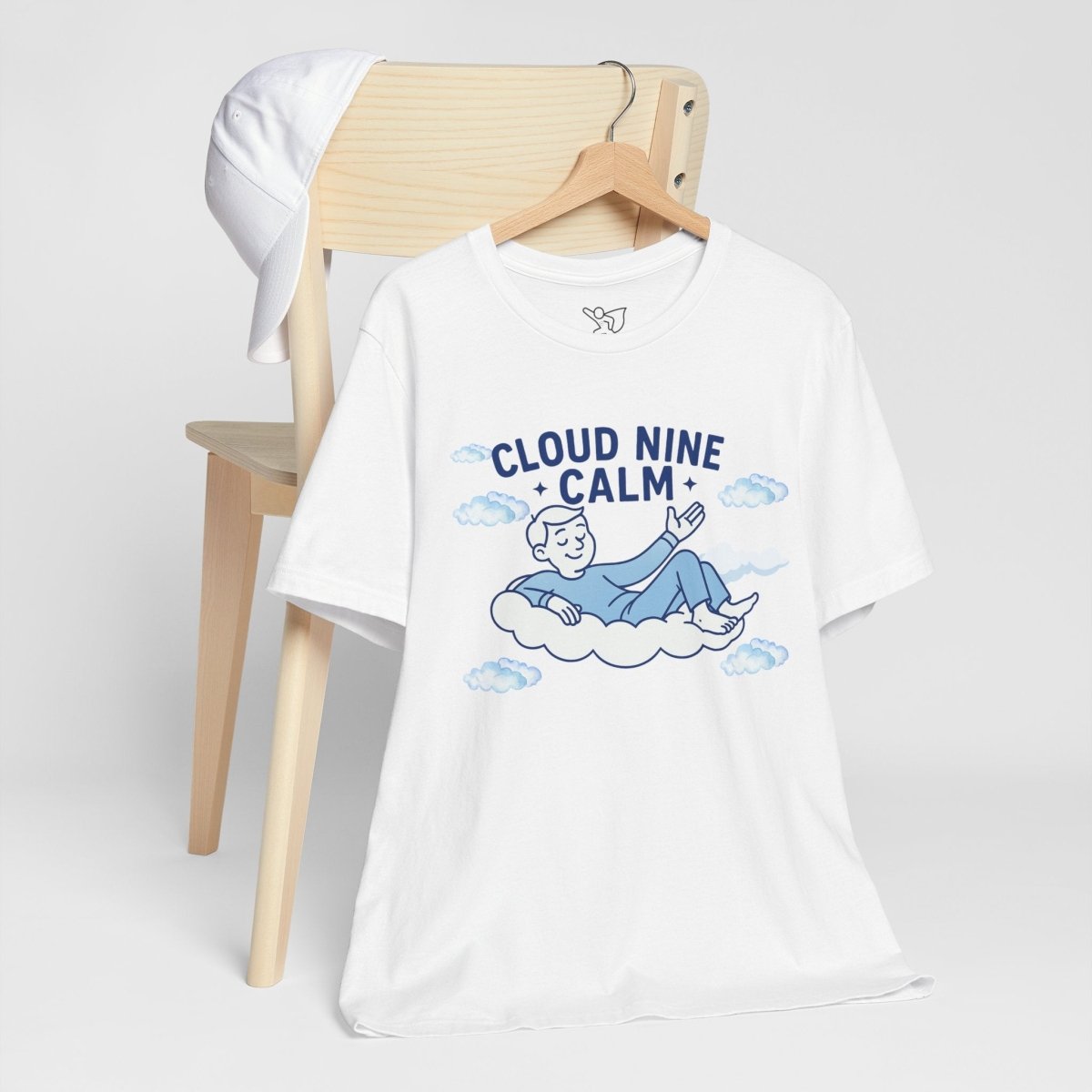 "Cloud Nine Calm" Relaxed Unisex Jersey Short Sleeve T-Shirt, Gift for Mindfulness, Cozy Fashion, Casual Wear, Relaxation Outfit - CW1 MINDSet Collection - AI Tee Hero
