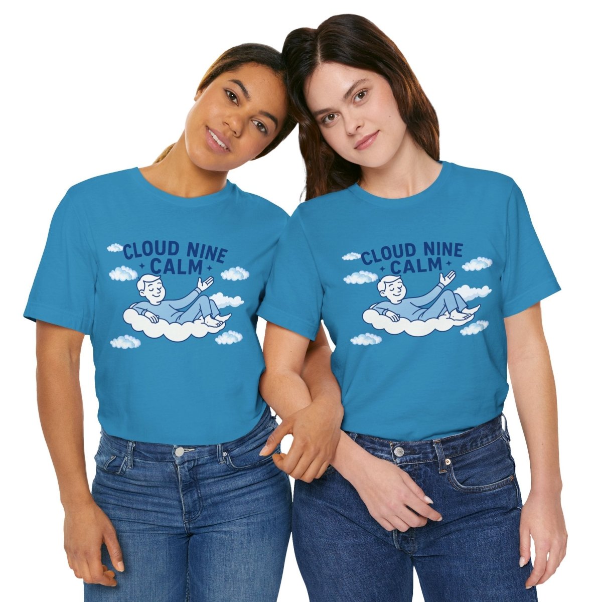 "Cloud Nine Calm" Relaxed Unisex Jersey Short Sleeve T-Shirt, Gift for Mindfulness, Cozy Fashion, Casual Wear, Relaxation Outfit - CW1 MINDSet Collection - AI Tee Hero