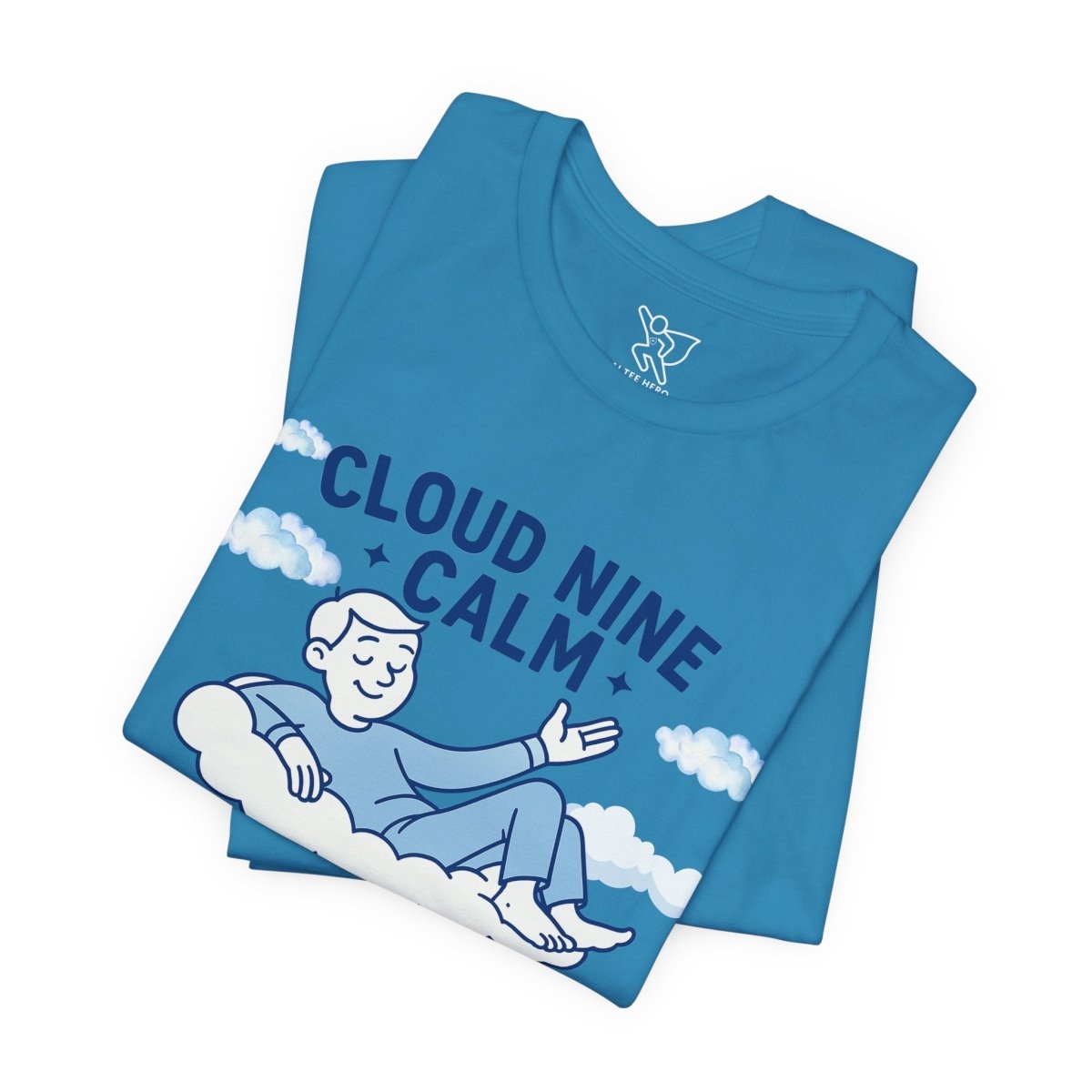 "Cloud Nine Calm" Relaxed Unisex Jersey Short Sleeve T-Shirt, Gift for Mindfulness, Cozy Fashion, Casual Wear, Relaxation Outfit - CW1 MINDSet Collection - AI Tee Hero