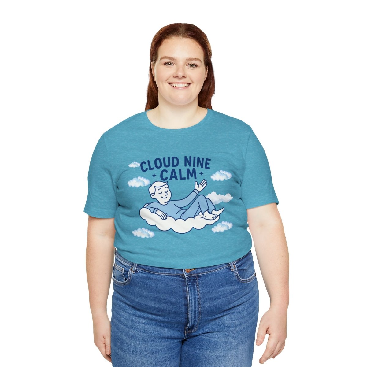 "Cloud Nine Calm" Relaxed Unisex Jersey Short Sleeve T-Shirt, Gift for Mindfulness, Cozy Fashion, Casual Wear, Relaxation Outfit - CW1 MINDSet Collection - AI Tee Hero