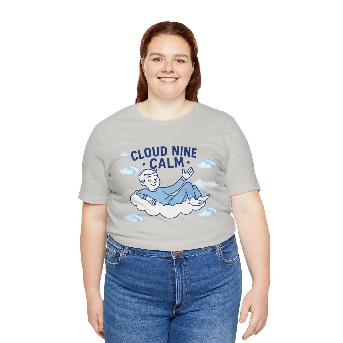 "Cloud Nine Calm" Relaxed Unisex Jersey Short Sleeve T-Shirt, Gift for Mindfulness, Cozy Fashion, Casual Wear, Relaxation Outfit - CW1 MINDSet Collection - AI Tee Hero