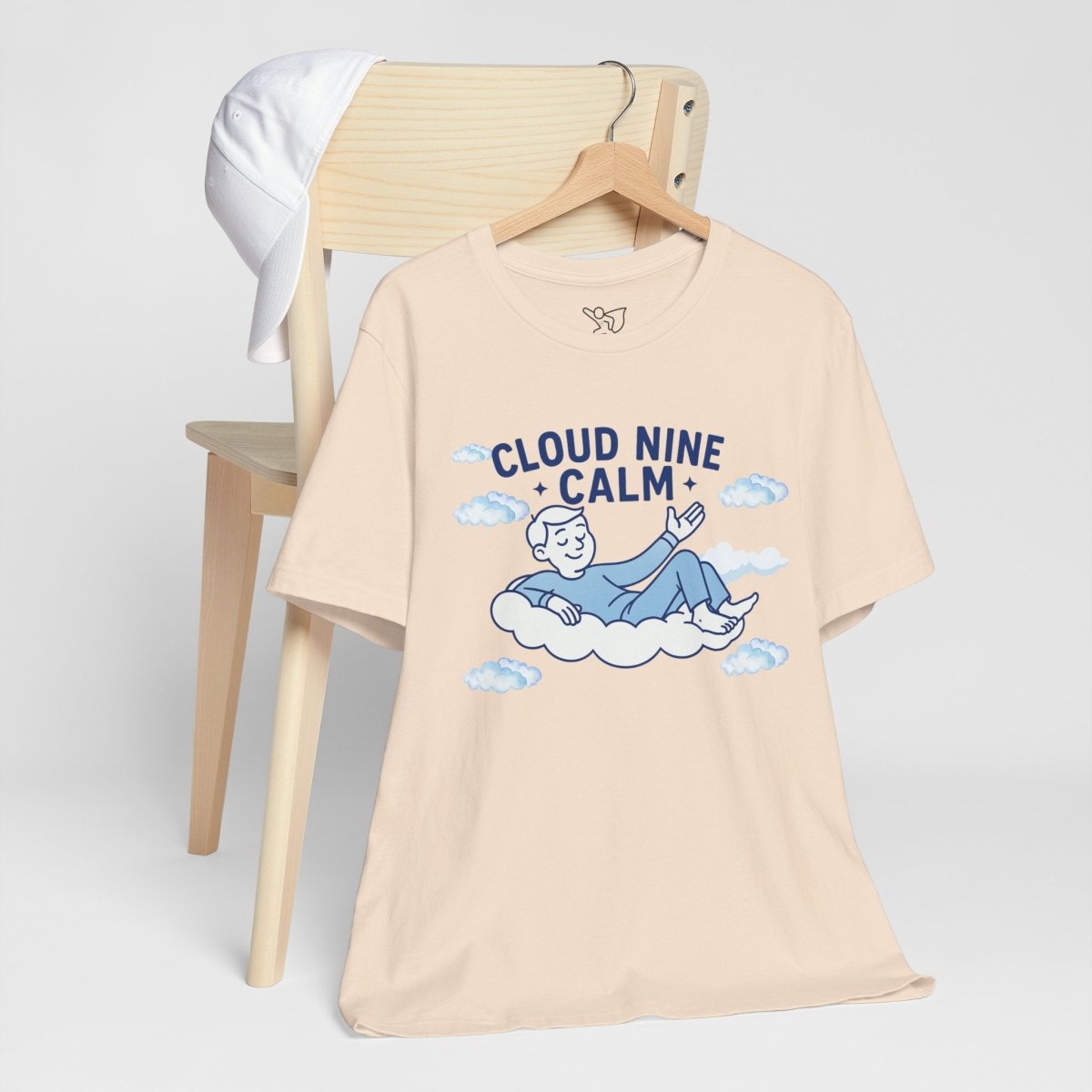 "Cloud Nine Calm" Relaxed Unisex Jersey Short Sleeve T-Shirt, Gift for Mindfulness, Cozy Fashion, Casual Wear, Relaxation Outfit - CW1 MINDSet Collection - AI Tee Hero
