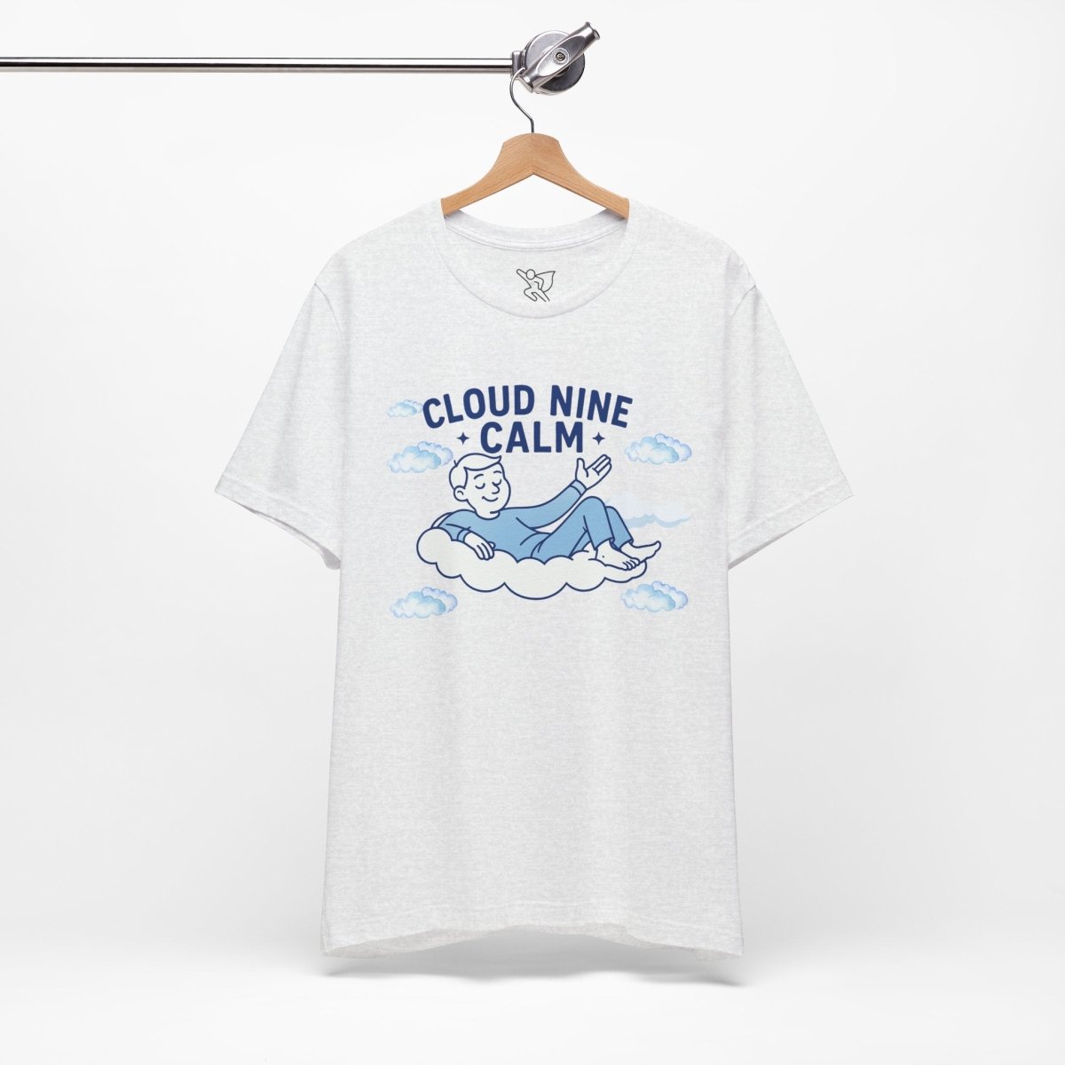 "Cloud Nine Calm" Relaxed Unisex Jersey Short Sleeve T-Shirt, Gift for Mindfulness, Cozy Fashion, Casual Wear, Relaxation Outfit - CW1 MINDSet Collection - AI Tee Hero