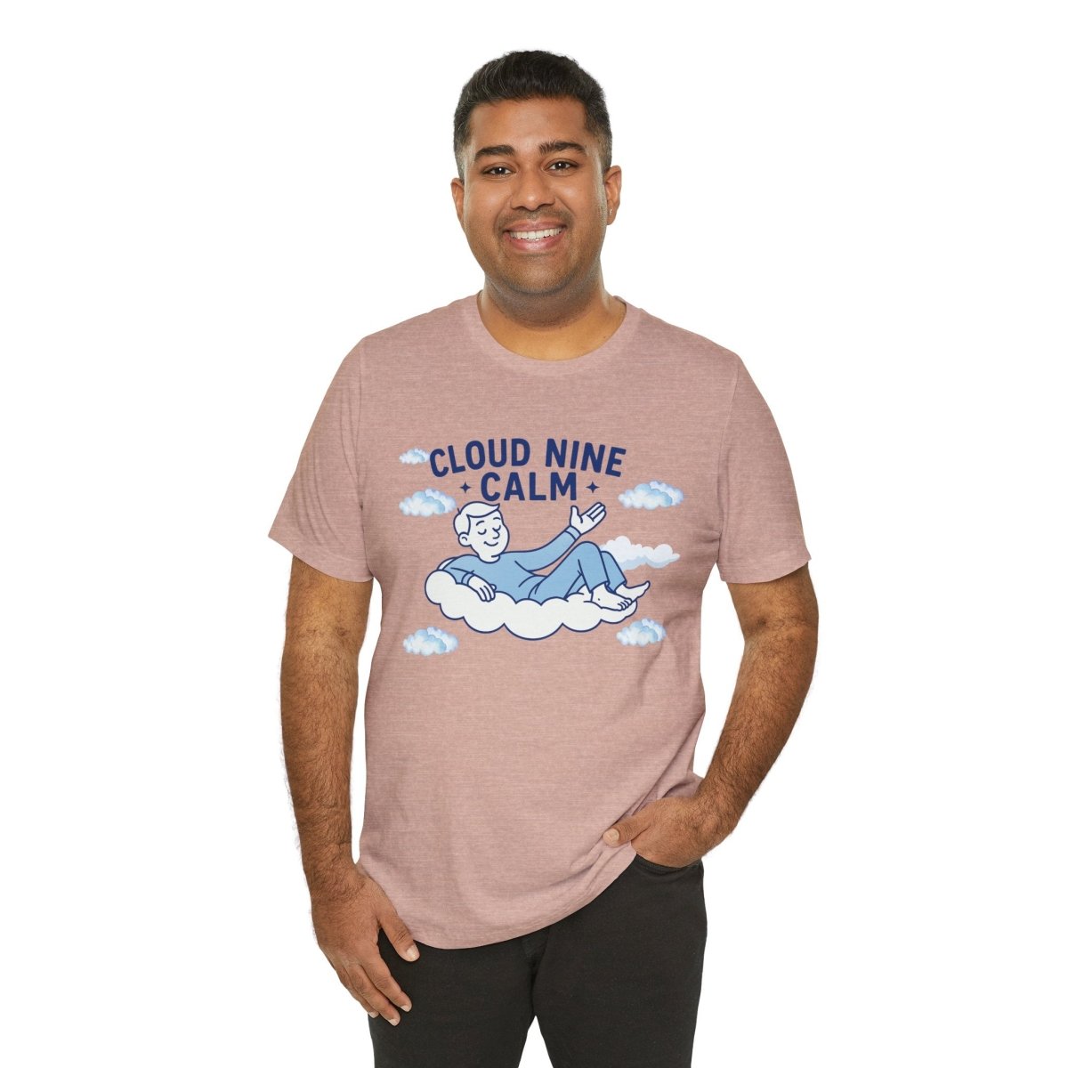 "Cloud Nine Calm" Relaxed Unisex Jersey Short Sleeve T-Shirt, Gift for Mindfulness, Cozy Fashion, Casual Wear, Relaxation Outfit - CW1 MINDSet Collection - AI Tee Hero