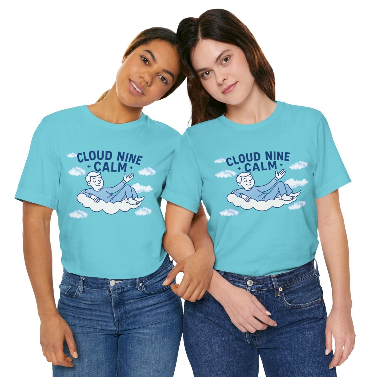 "Cloud Nine Calm" Relaxed Unisex Jersey Short Sleeve T-Shirt, Gift for Mindfulness, Cozy Fashion, Casual Wear, Relaxation Outfit - CW1 MINDSet Collection - AI Tee Hero