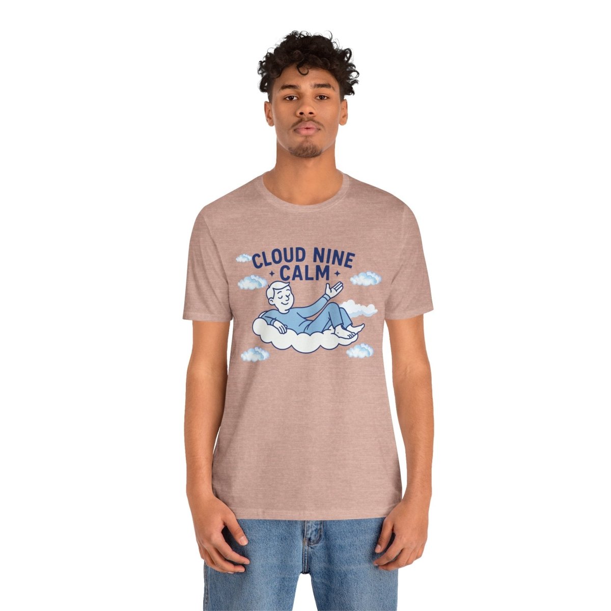 "Cloud Nine Calm" Relaxed Unisex Jersey Short Sleeve T-Shirt, Gift for Mindfulness, Cozy Fashion, Casual Wear, Relaxation Outfit - CW1 MINDSet Collection - AI Tee Hero