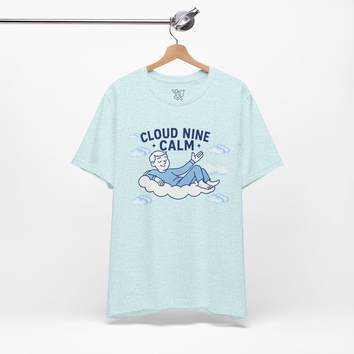 "Cloud Nine Calm" Relaxed Unisex Jersey Short Sleeve T-Shirt, Gift for Mindfulness, Cozy Fashion, Casual Wear, Relaxation Outfit - CW1 MINDSet Collection - AI Tee Hero