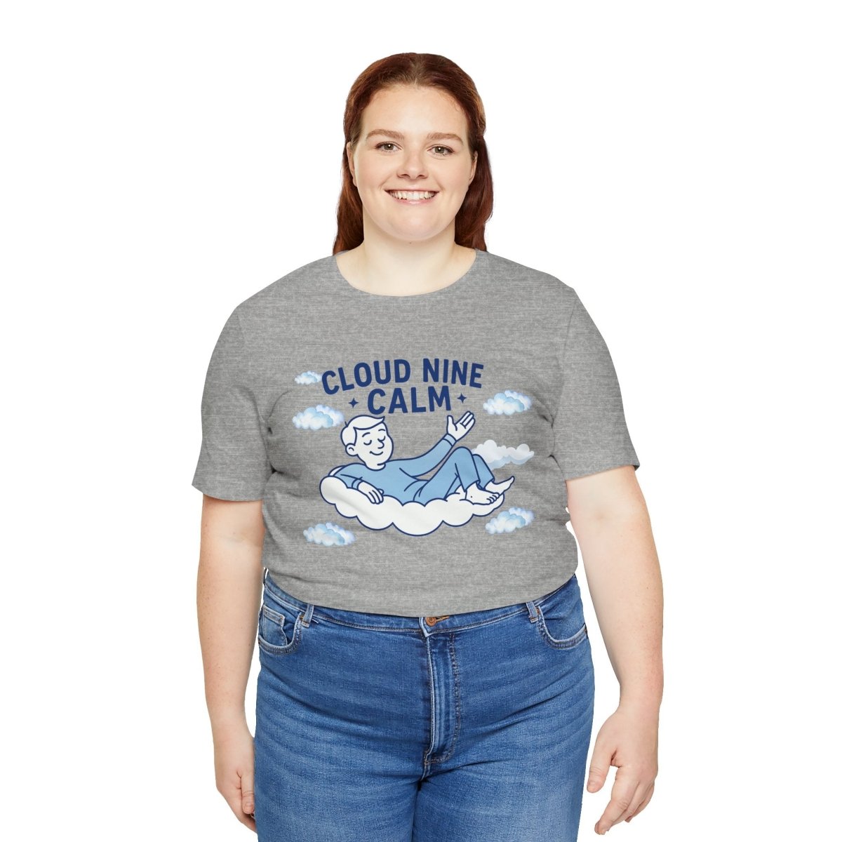 "Cloud Nine Calm" Relaxed Unisex Jersey Short Sleeve T-Shirt, Gift for Mindfulness, Cozy Fashion, Casual Wear, Relaxation Outfit - CW1 MINDSet Collection - AI Tee Hero