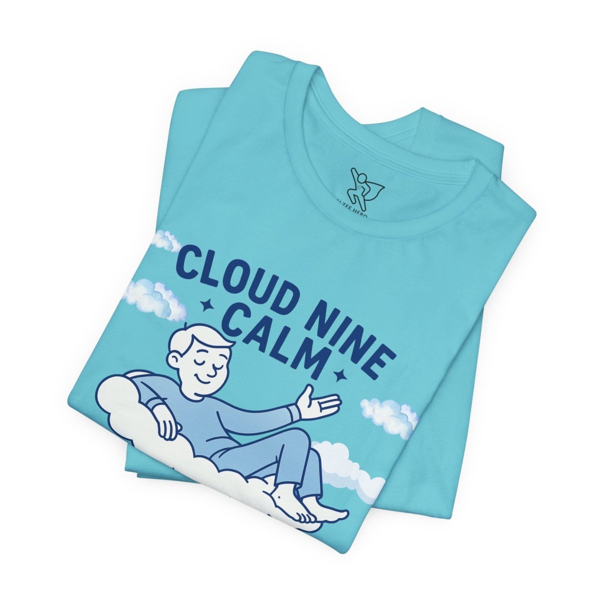 "Cloud Nine Calm" Relaxed Unisex Jersey Short Sleeve T-Shirt, Gift for Mindfulness, Cozy Fashion, Casual Wear, Relaxation Outfit - CW1 MINDSet Collection - AI Tee Hero