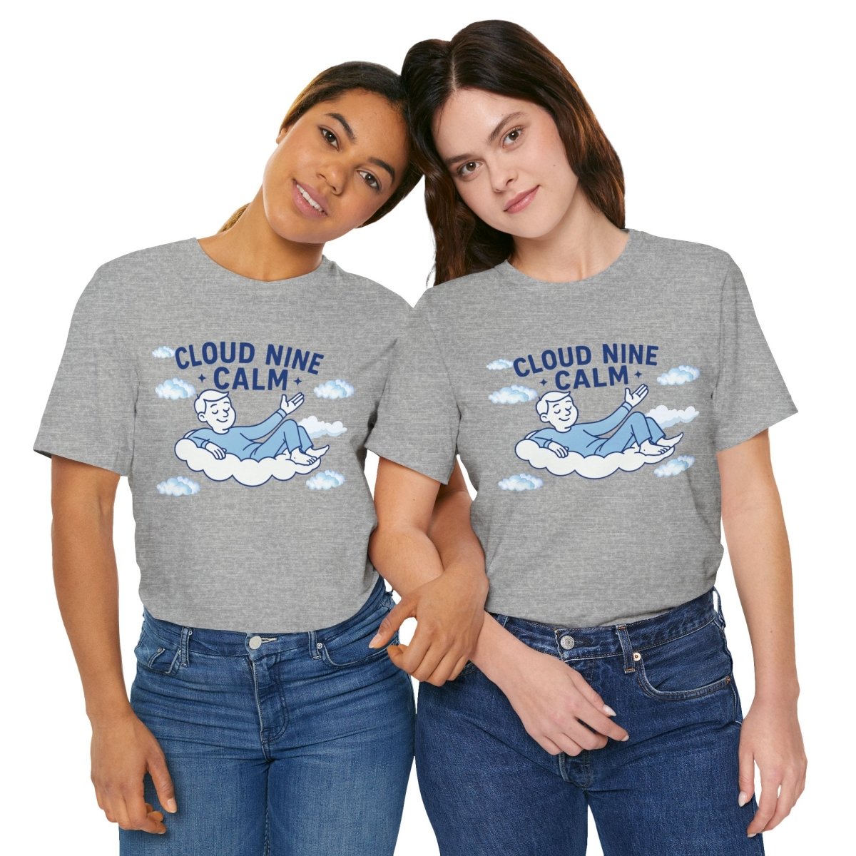"Cloud Nine Calm" Relaxed Unisex Jersey Short Sleeve T-Shirt, Gift for Mindfulness, Cozy Fashion, Casual Wear, Relaxation Outfit - CW1 MINDSet Collection - AI Tee Hero
