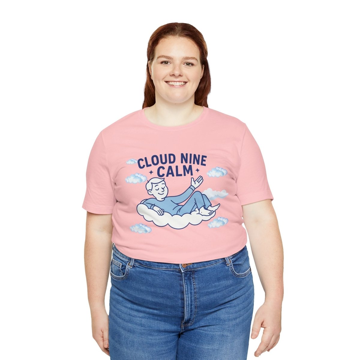 "Cloud Nine Calm" Relaxed Unisex Jersey Short Sleeve T-Shirt, Gift for Mindfulness, Cozy Fashion, Casual Wear, Relaxation Outfit - CW1 MINDSet Collection - AI Tee Hero