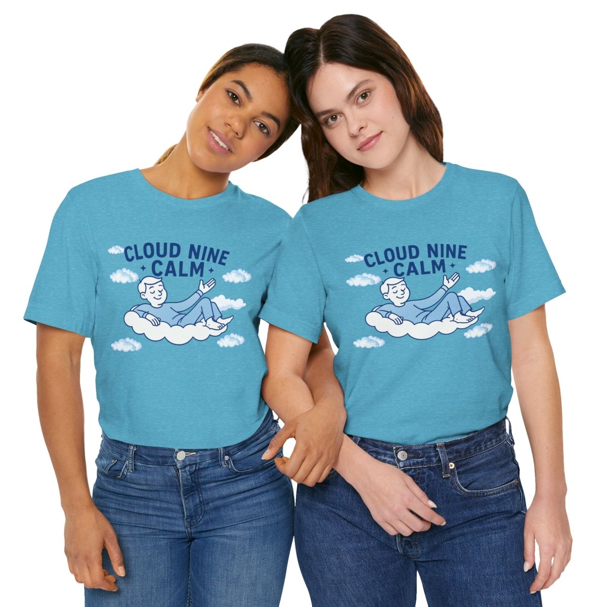 "Cloud Nine Calm" Relaxed Unisex Jersey Short Sleeve T-Shirt, Gift for Mindfulness, Cozy Fashion, Casual Wear, Relaxation Outfit - CW1 MINDSet Collection - AI Tee Hero