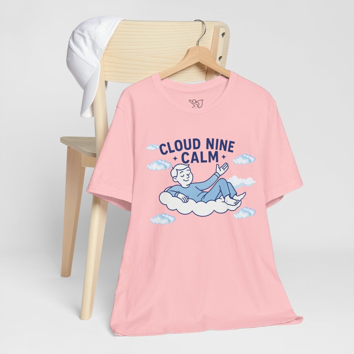 "Cloud Nine Calm" Relaxed Unisex Jersey Short Sleeve T-Shirt, Gift for Mindfulness, Cozy Fashion, Casual Wear, Relaxation Outfit - CW1 MINDSet Collection - AI Tee Hero