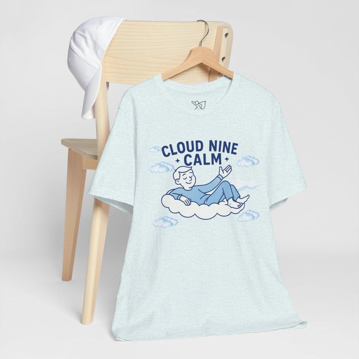 "Cloud Nine Calm" Relaxed Unisex Jersey Short Sleeve T-Shirt, Gift for Mindfulness, Cozy Fashion, Casual Wear, Relaxation Outfit - CW1 MINDSet Collection - AI Tee Hero