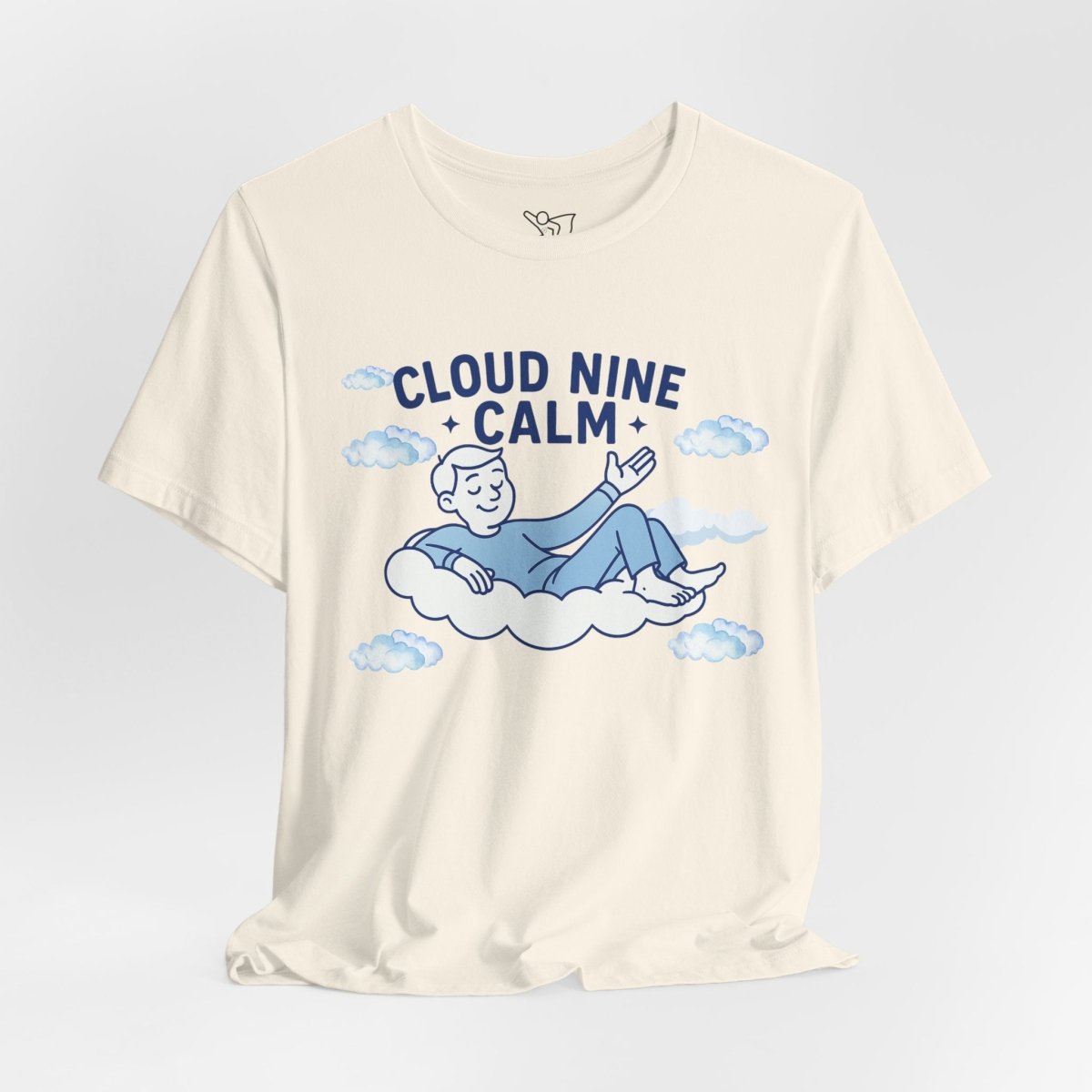 "Cloud Nine Calm" Relaxed Unisex Jersey Short Sleeve T-Shirt, Gift for Mindfulness, Cozy Fashion, Casual Wear, Relaxation Outfit - CW1 MINDSet Collection - AI Tee Hero