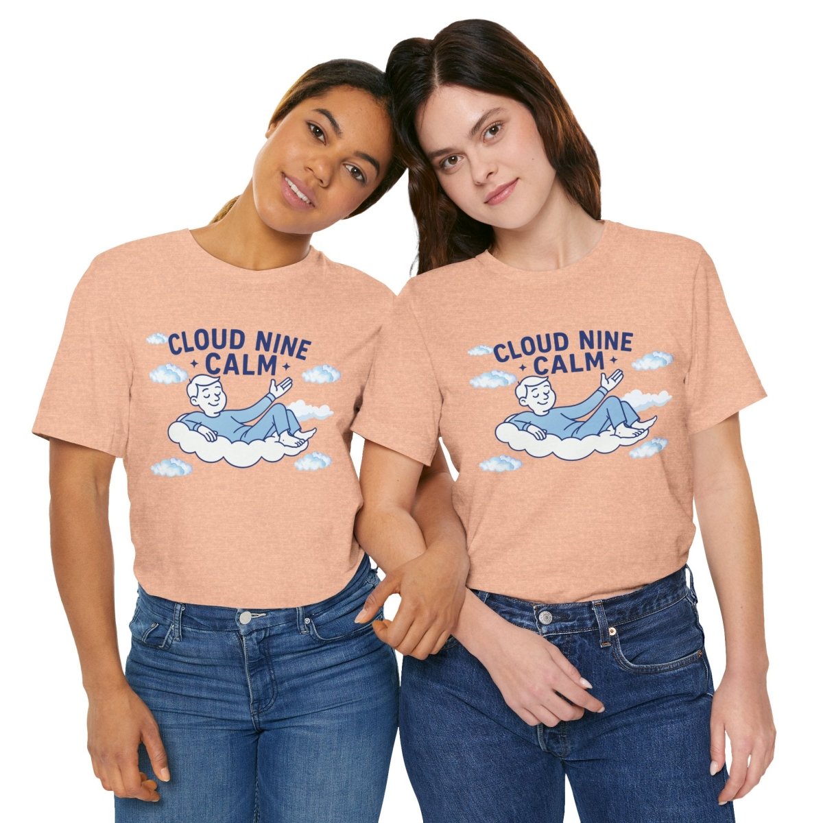 "Cloud Nine Calm" Relaxed Unisex Jersey Short Sleeve T-Shirt, Gift for Mindfulness, Cozy Fashion, Casual Wear, Relaxation Outfit - CW1 MINDSet Collection - AI Tee Hero
