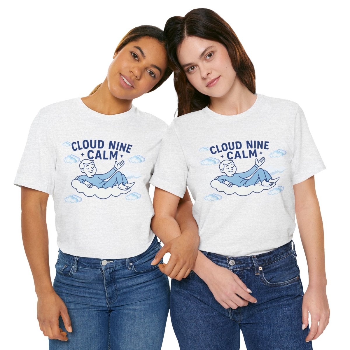 "Cloud Nine Calm" Relaxed Unisex Jersey Short Sleeve T-Shirt, Gift for Mindfulness, Cozy Fashion, Casual Wear, Relaxation Outfit - CW1 MINDSet Collection - AI Tee Hero